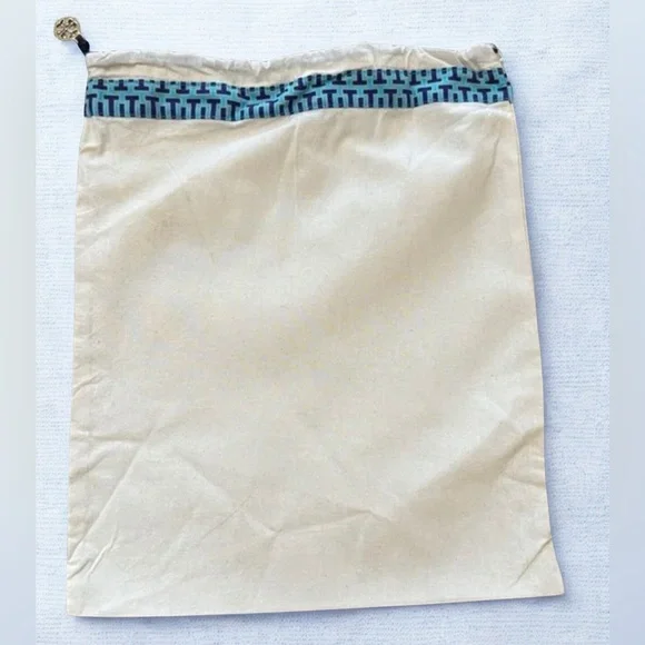 TORY BURCH Navy Leather Ines Cork Wedge Sandals - Gold Logo w/ shoe bag 9M - Picture 8 of 9